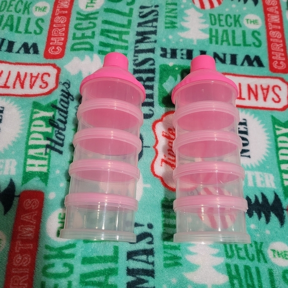 Pink and Clear Stackable Formula / Food Containers For Baby Gil - Picture 1 of 3